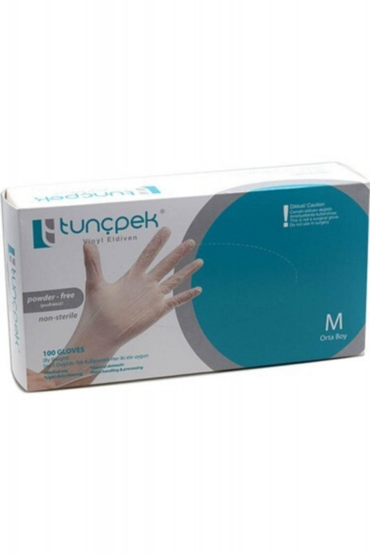 Tunçpek 100 Lü Vinyl Pudrasız Eldiven Medium