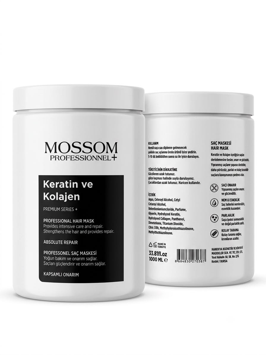 MOSSOM PROFESYONEL ŞAÇ MASKESİ 1000ML KERATİN VE KOLAJEN PREMIUM SERIES +